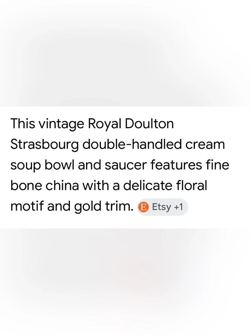 Vintage Royal Doulton Strasbourg double-handled cream soup bowl and saucer